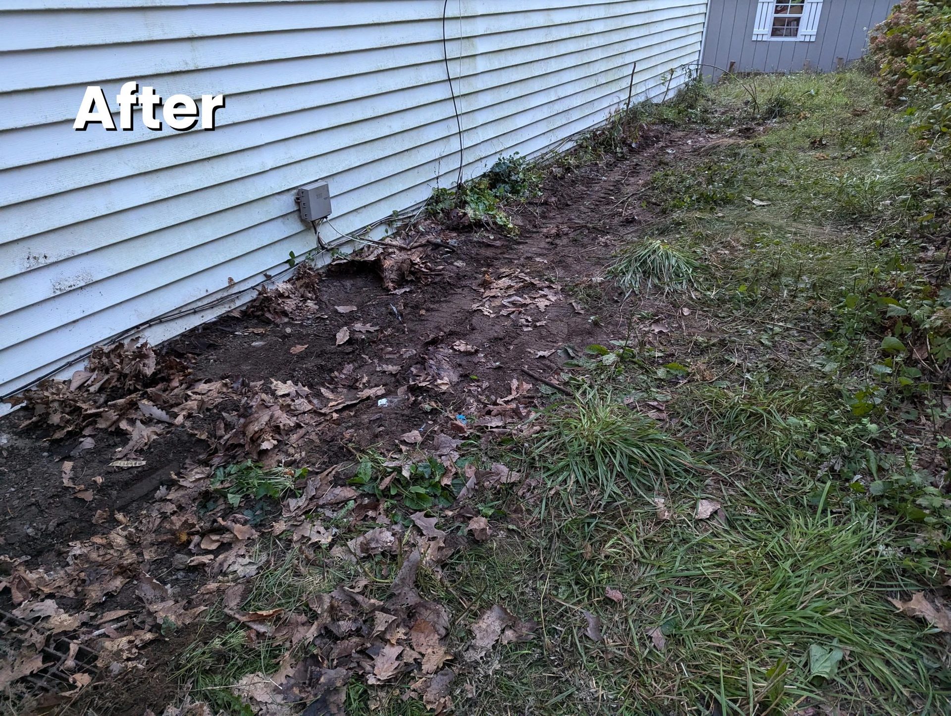 Bagged debris area after cleanup