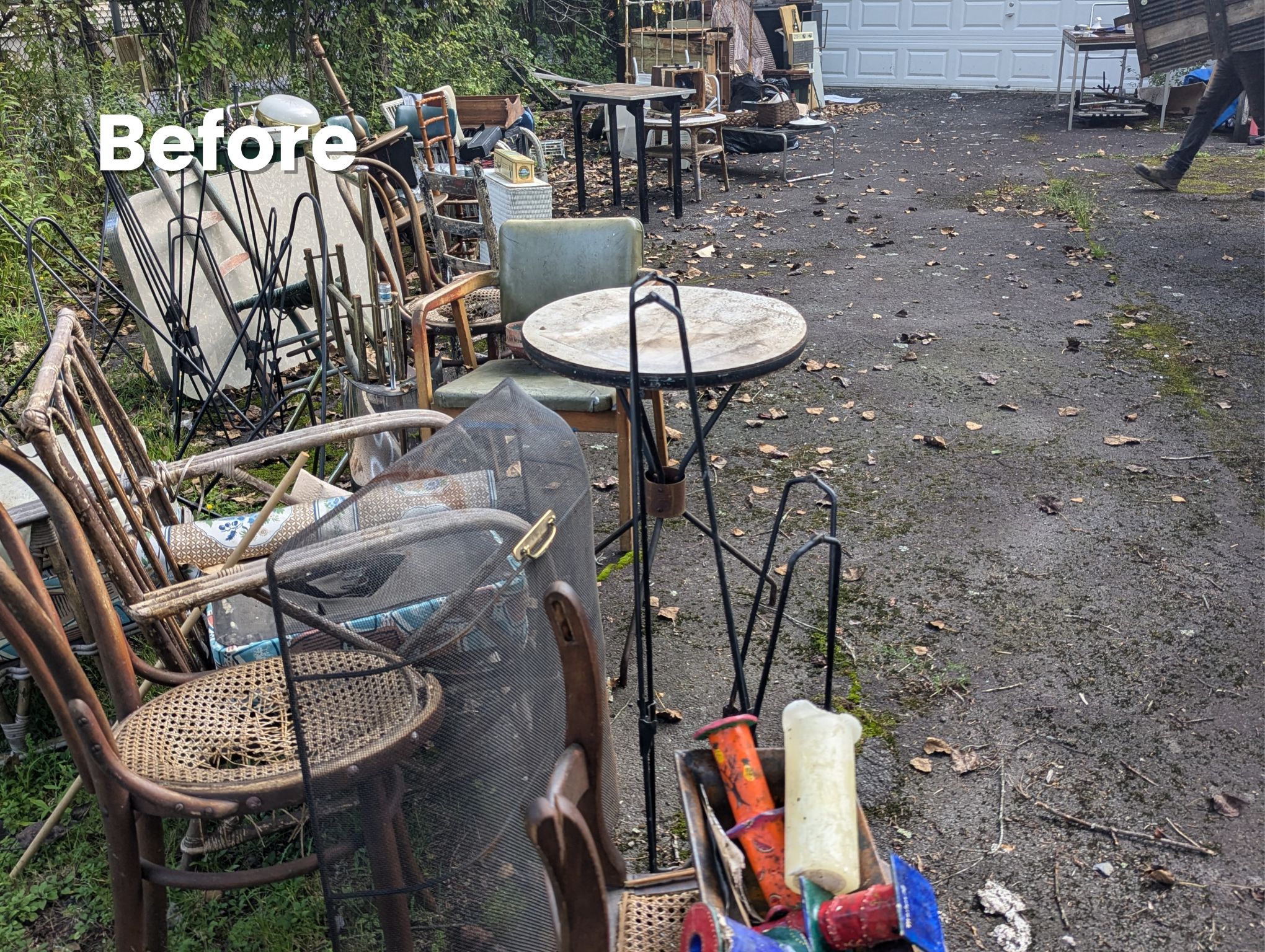 Driveway cleanup before junk removal