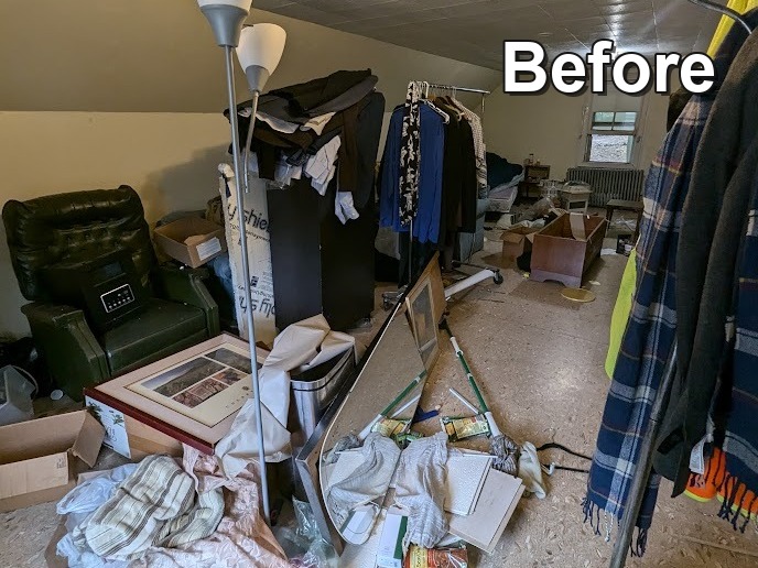 Basement room before cleanout