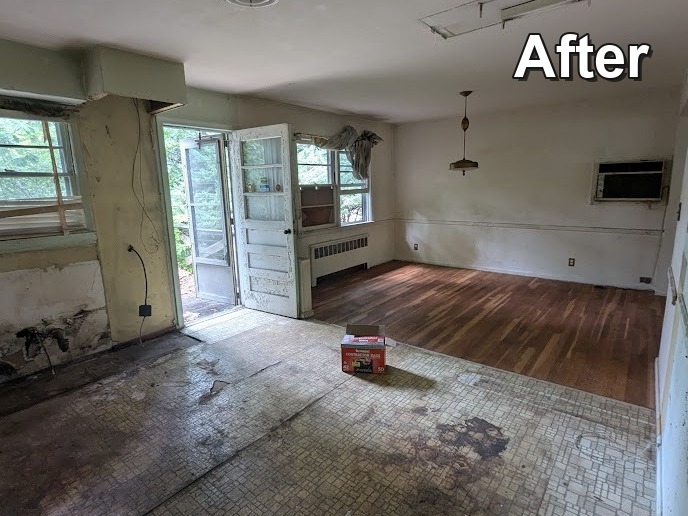 Kitchen and room area after cleanout