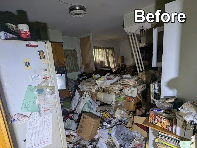 Kitchen and room area before cleanout