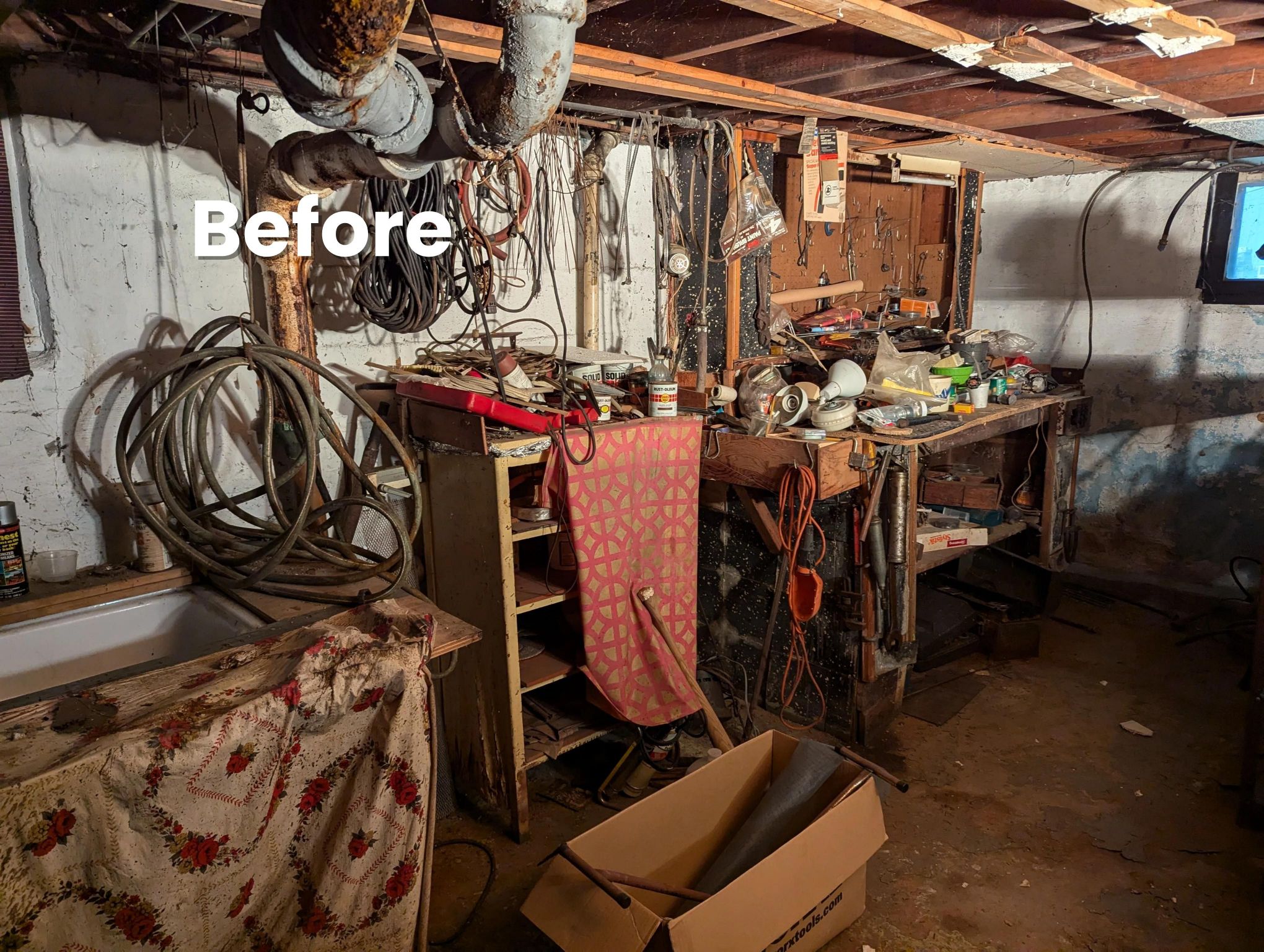 Basement cleanout before service